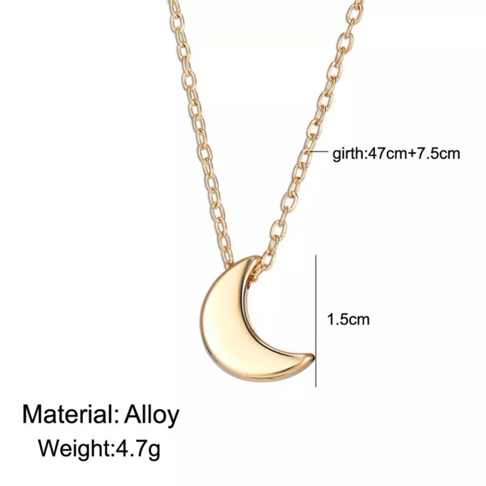 Dainty Half Moon Necklace Gold Tone D20 - Picture 2 of 4
